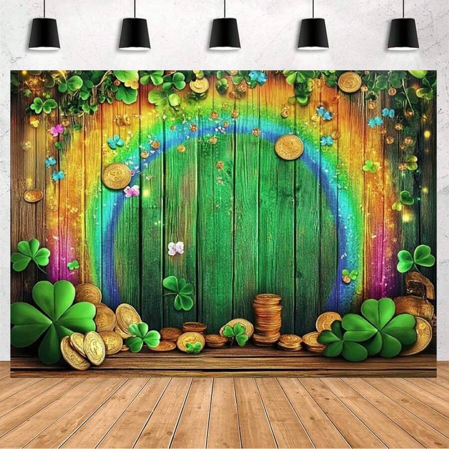 Happy Saint Patrick's Day Photography Background - Irish Clover Photo Background - Saint Patrick's Day Background - Decorative Vinyl Suitable For Saint Patrick's Day Theme Parties - Multicolor - View 1