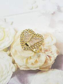 Nhẫn hình trái tim bất đối xứng thời trang nữ, quà tặng trang sức hàng ngày, tiệc tùng, Giáng sinh, Lễ tạ ơn - Vàng - Xem 11