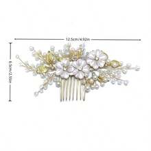 1 pieza Peine de hierro elegante, accesorio de cabello para novia y boda, adecuado para todas las estaciones - Dorado - Ver 9