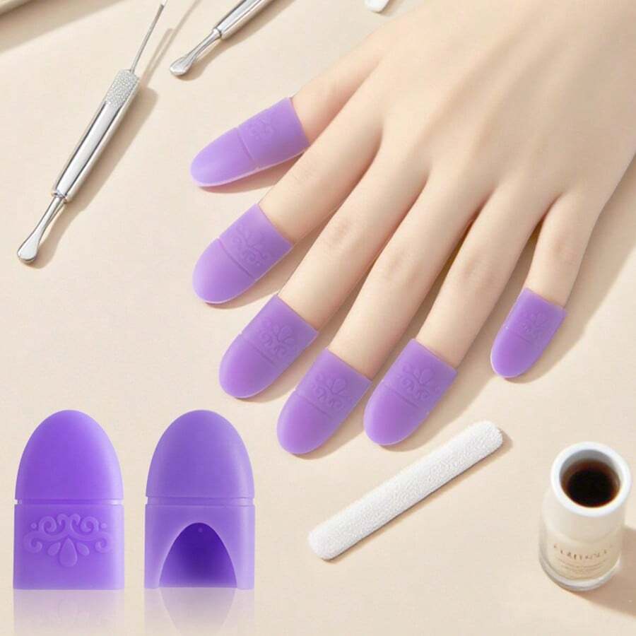 Gel Nail Polish Remover Finger Sleeves, Silicone Nail Art Remover Caps, Protect Hands And Feet Nails Nails Supplies Nail Stuff - Multicolor - View 1