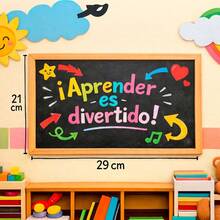 Pizarra de juegos Para Aprendizaje, Dibujo Incluye 12 gises de colores + Borrador - Caqui - Ver 4