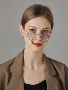 1pc Exaggerated Rhinestone Glass Adjustable Water Drop Pendant, Suitable For Women, Cosplay, Party, Wedding, Gift, Fashion Face Jewelry - Multicolor - View 7