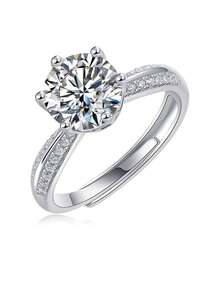 1/2/3/5 Carat Moissanite Diamond Ring, 925 Sterling Silver Women's Wedding Band, Suitable For Banquet, Party, Official Occasions, Festivals, Valentine's Day, Engagement, Wedding, Anniversary, Birthday Gift, With Certificate - Silver - View 27