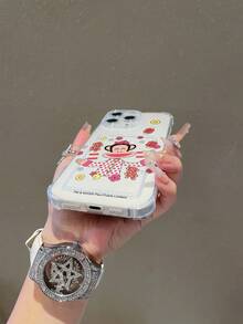 Officially Licensed Paul Frank Transparent Card Holder Phone Case, Full Body Monkey Face Drop Protection With Camera Cover, New Year Monkey Firecracker & Floral Pattern, Compatible With Iphone 13/14/15/16 Pro Max - Multicolor - View 5