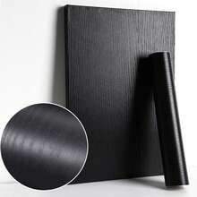 40cm X 5m Black Wood Grain Vinyl Contact Paper, Self-Adhesive Plastic Wrap, Wallpaper For Furniture, Countertops, Kitchen Shelves, Cabinets - Black - View 3