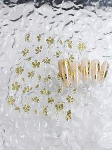 1 hoja de nuevos adhesivos y calcomanías de arte de uñas metálicas vintage, decoraciones de uñas con relieve de peonía y hoja de jade, suministros para uñas - Multicolor - Ver 11