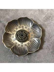 2pcs Vintage Lotus Incense Burner/Holder, Elegant And Compact Design, Suitable For Living Room, Bedroom And Other Spaces - Bronze - View 3
