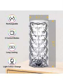 16-Color Rose Ambient Light Crystal Table Lamp RGB Color Changing Night Light,Romantic LED Rose Diamond Touch Lamps For Living Room (Remote & Touch) - 16 màu - Xem 7