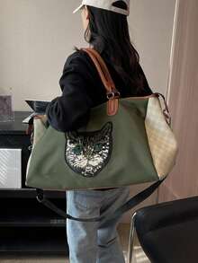 Green Oxford Cloth Large Capacity Versatile Women's Bag Simple Tote Women's Bag Travel Bag Luggage Bag Overnight Bag Carry On Bag Hand Bag Gym Bag For Work School Supplies School Stuff For Back To School For Student Handbag Handbags Weekend Bag Hand Bags For Holiday Outdoor For Business Vacation Hospital For Men And Women Unisex For Suitcase Duffle Bag Duffel Bag For Luggage College Bag Luggage Bags Weekender Bag Hospital Bag Winter - Green - View 6