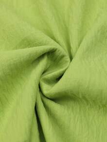 女士休闲V领泡泡袖衬衫 - 橄榄绿，春秋季纽扣衬衫，轻薄涤纶面料，适合休闲穿着，女士衬衫，高品质女装，女士上衣，女士衬衫 - 綠色 - 查看 5