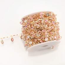 1 Meter Heart-Shaped Zirconia Chain Accessory Handmade Chain Findings For Jewelry DIY Clothing Shoes And Bags Making Chains Supplies - Heart-shaped - View 13