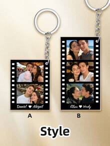 1-4pcs Customized Photo Acrylic Keychain - Personalized Couples Photo Keychain, Valentine's Day Anniversary Gift, Custom Name Keychain, Couples Keychain Suitable For Both Men And Women, Romantic Meaningful Design, Ideal For Couples, Him, Her, Boyfriend, Girlfriend, Husband, Wife, Perfect For Valentine's Day, Anniversaries, Daily Commemoration - Multicolor - View 5