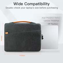 CYPNJETech Funda Portátil para MacBook Air/Pro 13-16 Pulgadas Notebook Funda Impermeable con Asa Portátil y Bolsillo para AccesoriosFashion - Gris oscuro - Ver 3