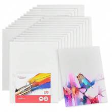 Canvases For Painting - Pack Of 24, 8 X 10 Inch Blank White Canvas Boards - 1OO% Cotton Art Panels For Oil, Acrylic & Watercolor Paint - 8x10吋-24件 - 查看 1