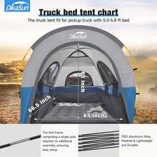 Truck Bed Tent,Waterproof PU3000mm Truck Tent, Tear-Resistant Potable Pickup Tent For 2 Person Camping And Outdoor With 3 Window 4 Storage Bag Compatible With F150 F250 F350 RAM Titan - Màu xanh lam - Xem 7
