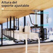 Bandeja de gestión de cables para debajo del computadora, Con clip de acabado de cable de pc, sin acabado de perforación, accesorios y organizadores de espacio de trabajo para oficina, hogar. - Negro 2 - Ver 2