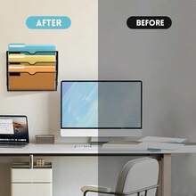 SUPEASY Organizador de archivos de pared de 5 niveles de malla, organizador de correo para oficina, soporte para revistas colgante para oficina, color negro