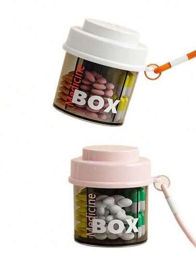 1pc Portable Pill Box, Travel Pill Case, Mini Medicine Box, Compact Medication Holder For Work, Suitable For Elderly