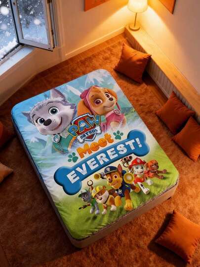 Paw Patrol 汪汪队立大功卡通小狗夏季降温毯，轻薄透气，单人床或双人床适用。可机洗。汪汪队立大功印花卡通系列法兰绒毯，适合全年午睡。在办公室或学校课桌前小憩时，可盖住腿部或全身。看电视或阅读时也能保持温暖。