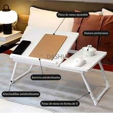 Mesa de sofá para portátil con portavasos,Mesa de Noche Plegable, Mesa portátil para portátil y Ranura de inclinación Ajustable en 5 Niveles para Comer, entretenerse, estudiar y Trabajar - por defecto - Ver 7