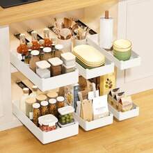 CYPN3 Organizador de Gabinete Extraíble Organizador de cajones Profundidad 13.5/18/27 cm con Adhesivo No Drill cajones deslizantes Suaves para gabinetes de Cocina Organizador Debajo delFashion - 219617114 - Ver 2