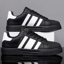 Zapatillas deportivas casuales y transpirables con cordones, adecuadas como regalo para amigos - Negro - Ver 4