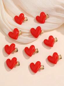 Bộ 10 kẹp tóc hình trái tim màu đỏ dành cho bé gái, thích hợp trang trí dịp Lễ Tình nhân và Năm mới, phù hợp để trang trí hàng ngày. - Nhiều màu - Xem 6