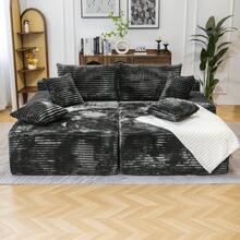 72" Oversized Cloud Sectional Sofa Bed, Double Lounge Chaise, No Assembly Required, Boneless Fluffy Couch With Plush Cushions, Modern Sleeper Loveseat For Small Space, Living Room, Apartment, Movie Night - 深灰色 - 查看 9