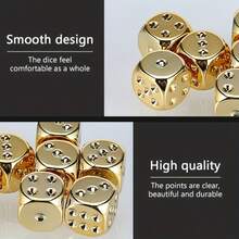 4颗精美纯铜麻将骰子 | 精心打造，适用于桌游、酒吧和KTV - 黄色，桌面游戏，酒吧老板和游戏爱好者 - 金色 - 查看 3