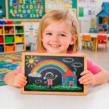 Pizarra de juegos Para Aprendizaje, Dibujo Incluye 12 gises de colores + Borrador - Caqui - Ver 1