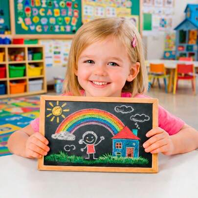 Pizarra de juegos Para Aprendizaje, Dibujo Incluye 12 gises de colores + Borrador