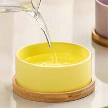 大型宠物碗，陶瓷狗/猫碗，带木质底座，防溢水碗，适用于猫狗，不刺激胡须，可放入洗碗机清洗 - 980ml - 查看 8