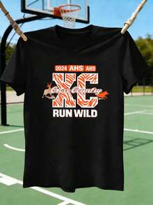 Cross Country Run Wild Autumn T-Shirt, 100 % Baumwolle, lockere Pas sform, lässig, atmungsaktiv - Schwarz - Übersicht 2