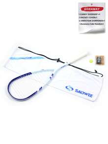 SALYWEE SKY.X Pro-Grade 30T Full Carbon Squash Racket Set | 149g(Unstrung) Ultra-Light + 3D Textured Design | 12x17 String Pattern | Anti-Twist Frame | Premium White Flannel Pouch + Random Gradient Grip Tape + Yellow Vibration Dampener - Premium Orange/Blue - Multicolor - View 12