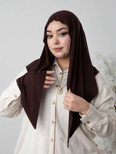 1pc Women's Instant Classic Solid Color Hijab, Convenient Tie Triangle Hijab, Easy Hijab Triangle Scarf, Quick Wrap, Non-Slip, Versatile, Practical, Soft Viscose Cotton Fabric, Comfortable, Suitable For Daily Wear, Sports, Yoga