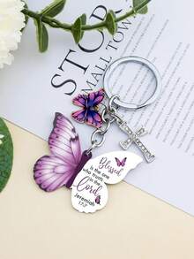 这款十字架钥匙扣是一款充满灵感的蝴蝶造型钥匙扣，适合作为女性礼物。 - 彩色 - 查看 4