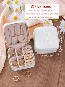 1 pieza Caja de joyería de viaje portátil con perlas, estuche de almacenamiento de joyería de cuero PU pequeño, adecuado para mujeres y niñas, caja de viaje compacta y mini para sostener aretes, anillos, pulseras, ideal para vacaciones, playa, dormitorio, colección de viaje, regalo para dama de honor, regalo para recién casados, regalo para el Día de la Madre, regalo para la novia, regalo para mujeres, regalo de graduación, regalo especial de aniversario, decoración de sala de maquillaje, decoración de habitación - Multicolor - Ver 45