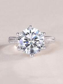 1/2/3/5 Carat Moissanite Diamond Ring, 925 Sterling Silver Women's Wedding Band, Suitable For Banquet, Party, Official Occasions, Festivals, Valentine's Day, Engagement, Wedding, Anniversary, Birthday Gift, With Certificate - Silver - View 31