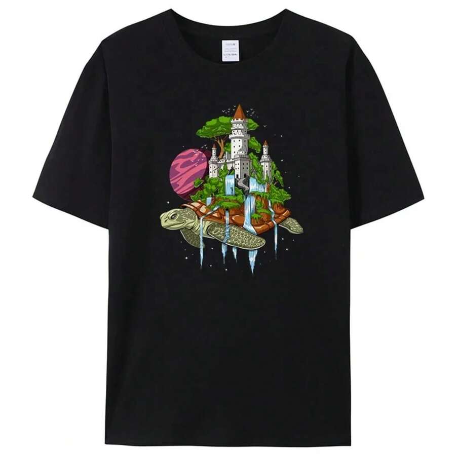 Camiseta de Hombre Turtles Carrying Castles, Camisetas de Manga Corta, Camiseta Holgada para Hombre, Tops de Hombre, Ropa de Nueva Marca para Hombre - Negro - Ver 1