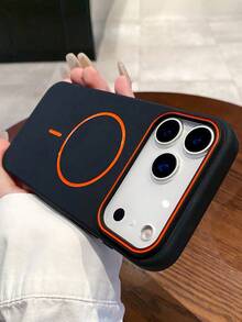 1pc Silicone Minimalist Matte Touch Wireless Charging Magnetic Phone Case, Compatible With IPhone 17Pro Max 17Pro Soft Silicone Back Cover