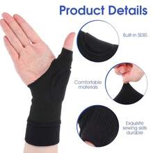 1 双黑色硅胶护腕，拇指压缩手套，带凝胶拇指和手腕支撑 - 黑色 - 查看 6