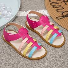 儿童撞色系带凉鞋，夏季假日露趾鞋，女童款 - 彩色 - 查看 2