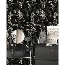 Wallpaper Peel And Stick Dark Leaf Removable Wallpaper Black Renter Friendly Wallpapers For Bathroom Boho Textured Se- Adhesive Contact Paper For Kitchen Cabinet 17.5 X 118 In - Đen/Xám - Xem 10