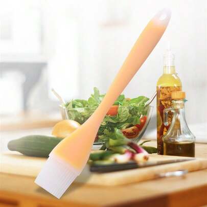 1pc Silicone Basting Brush, All-In-One Basting Brush With Bent Handle, Semi-Transparent For Barbecue, Sauce, Baking, Cake, Bread, Butter