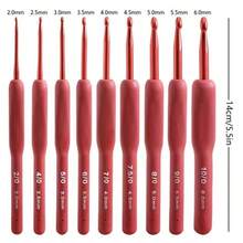 9pcs Red/Black Crochet Hooks With Silicone Handles, Aluminum Soft Crochet Needle Set, DIY Knitting Tools Suitable For Beginners - Multicolor - View 3
