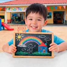 Pizarra de juegos Para Aprendizaje, Dibujo Incluye 12 gises de colores + Borrador - Café integral - Ver 3