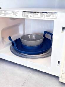 1pc Microwave Oven Heating Tray With Handle | Plastic Heat-Resistant Bowl Holder, Quick Heating, Anti-Scald, Ideal Kitchen Accessory Microwave Rack - Multicolor - View 2