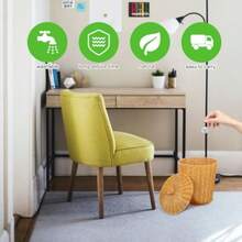 CYPNSHERCHPRY Cubo De Basura Con Tapa Cesta Tejida De Imitacion Ratan En Plastico Organizador Multifuncional Para Almacenamiento De Articulos Varios En Dormitorio Baño Y OficinaFashion - Marrn claro - Ver 7