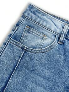 2025 Nouveaux jeans en denim élastique pour femmes, jeans bleus coupe ample, pantalon casual taille haute jambe large, convient pour un port quotidien