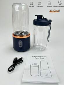 1pc Portable Juicer Blender With Mixing Cup, Dual Cup Design Option, USB Rechargeable Juice Cup, Multi-Function For Student & Home Use, Suitable For Making Smoothies, Milkshakes, Juices, Ideal For Kitchen, Home, Travel, Practical New Year & Christmas Gift (For Women)